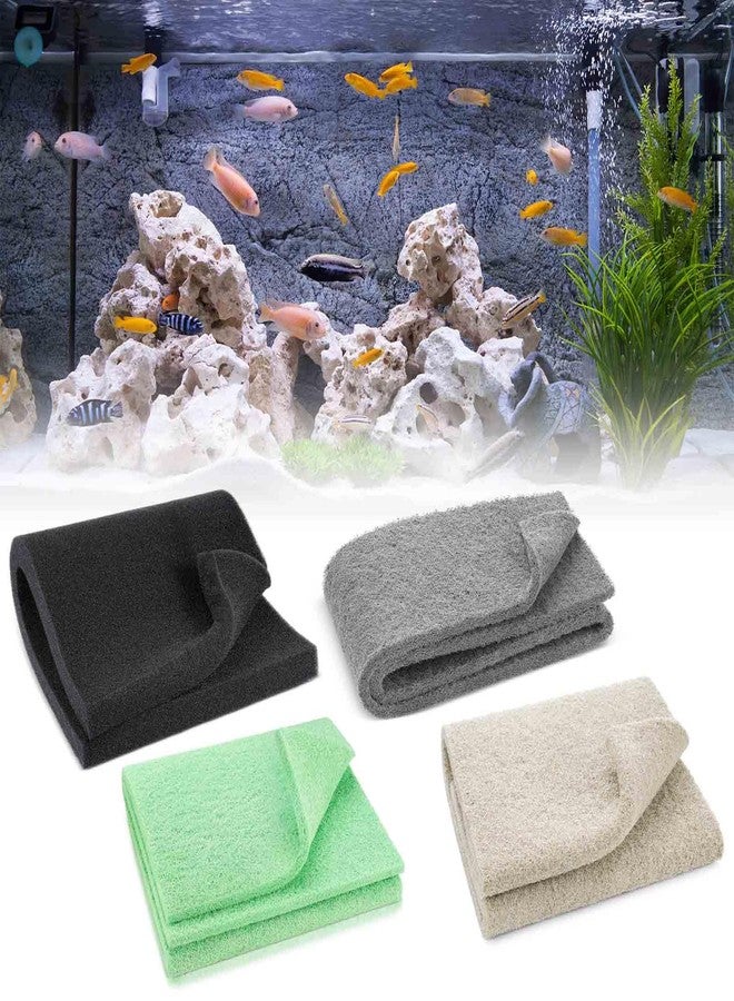 Treela 4 Pcs 18 x 10 Inch Aquarium Filter Pads Ammonia Phosphate Nitrite Remover Reducer Filter Pads Cut-to-fit for Aquariums & Ponds Fish Tank Accessories (Green,Gray,Khaki,Black) - Image 1